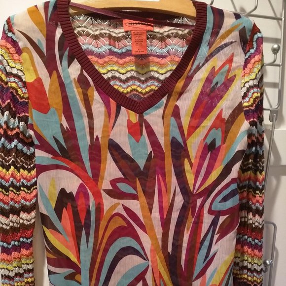 Missoni for Target Tops - Missoni Chevron Knit Long Sleeve Chiffon V Neck
